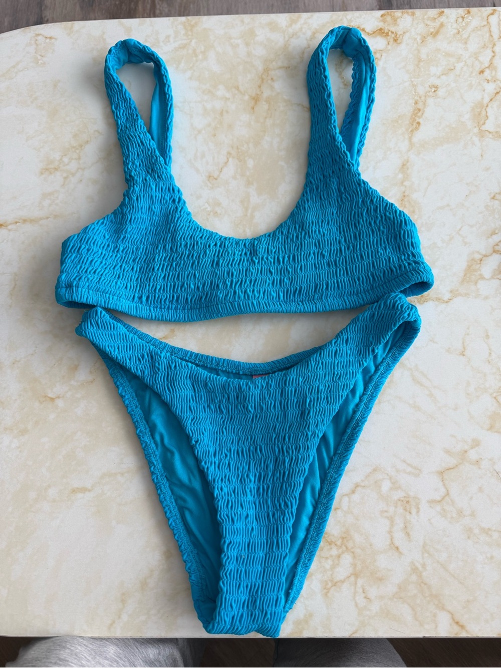 NWOT Victoria’s Secret Blue Smocked Bikini Set
